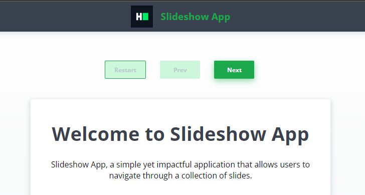 React: Slideshow App | Fresco Play Hackerrank